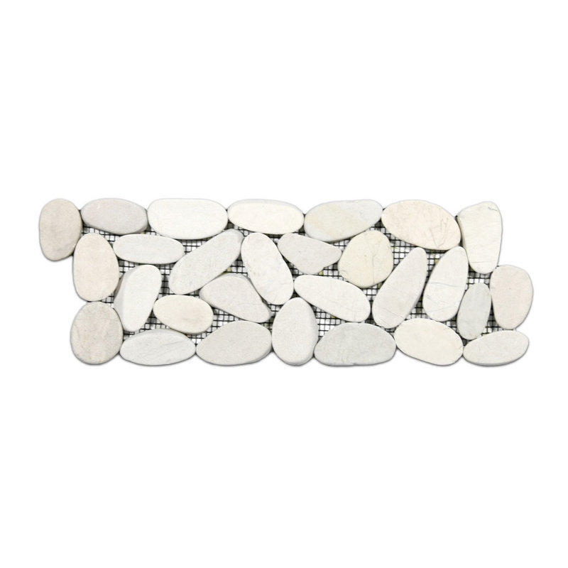 White Stone Shower Tile Border Ideas