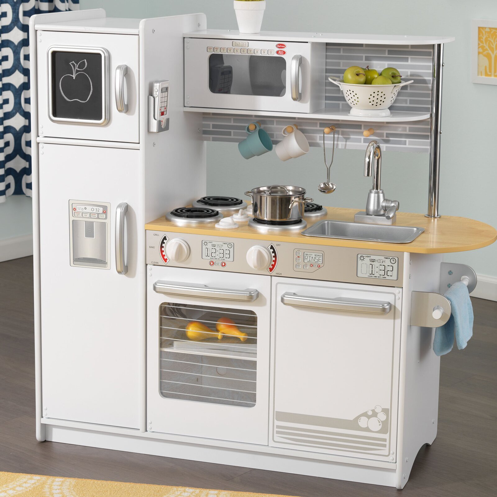White Wooden Play Kitchen With Play Phone