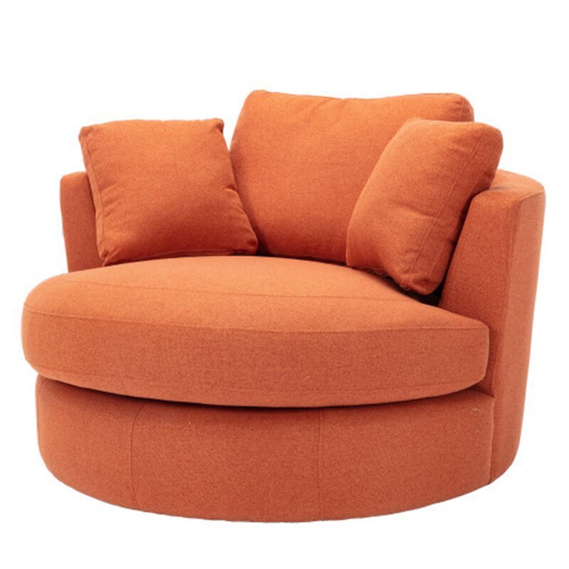 Wide Linen Swivel Chair