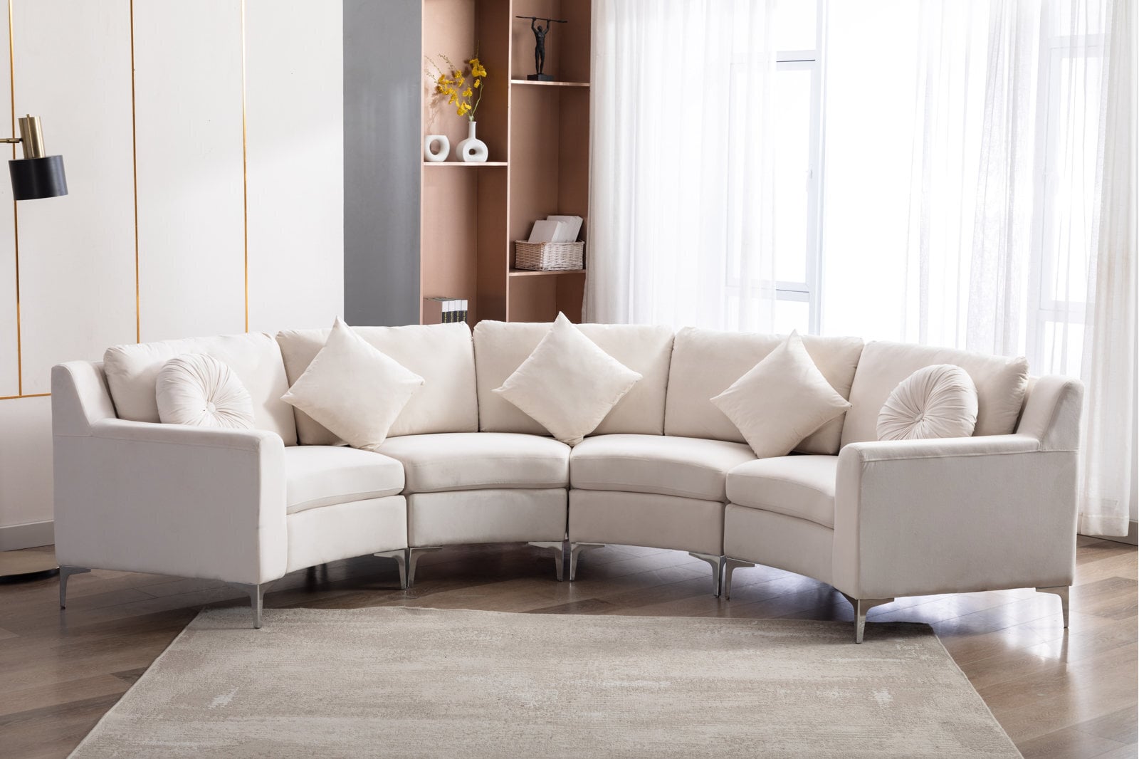 Wide Velvet Symmetrical Modular Corner Sectional