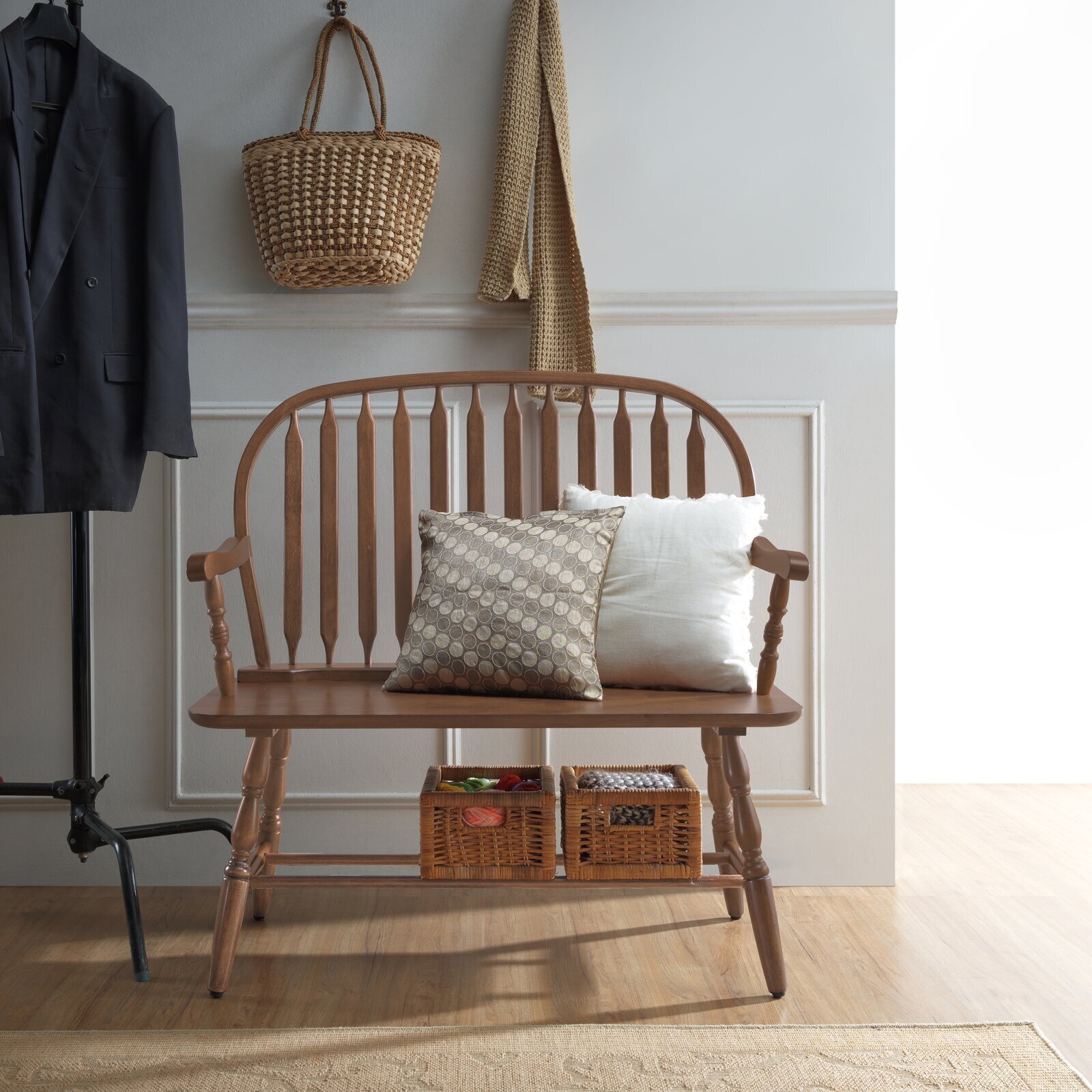 Windsor style wood bench