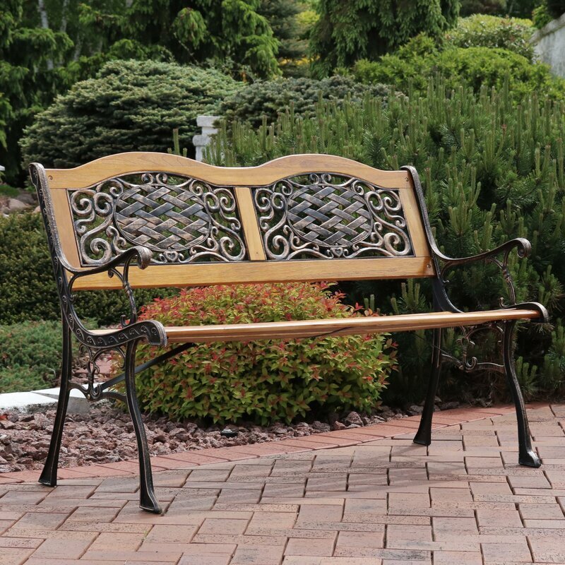 Wood and Metal Park Bench