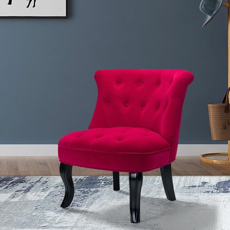 Wood and velvet barrel chair