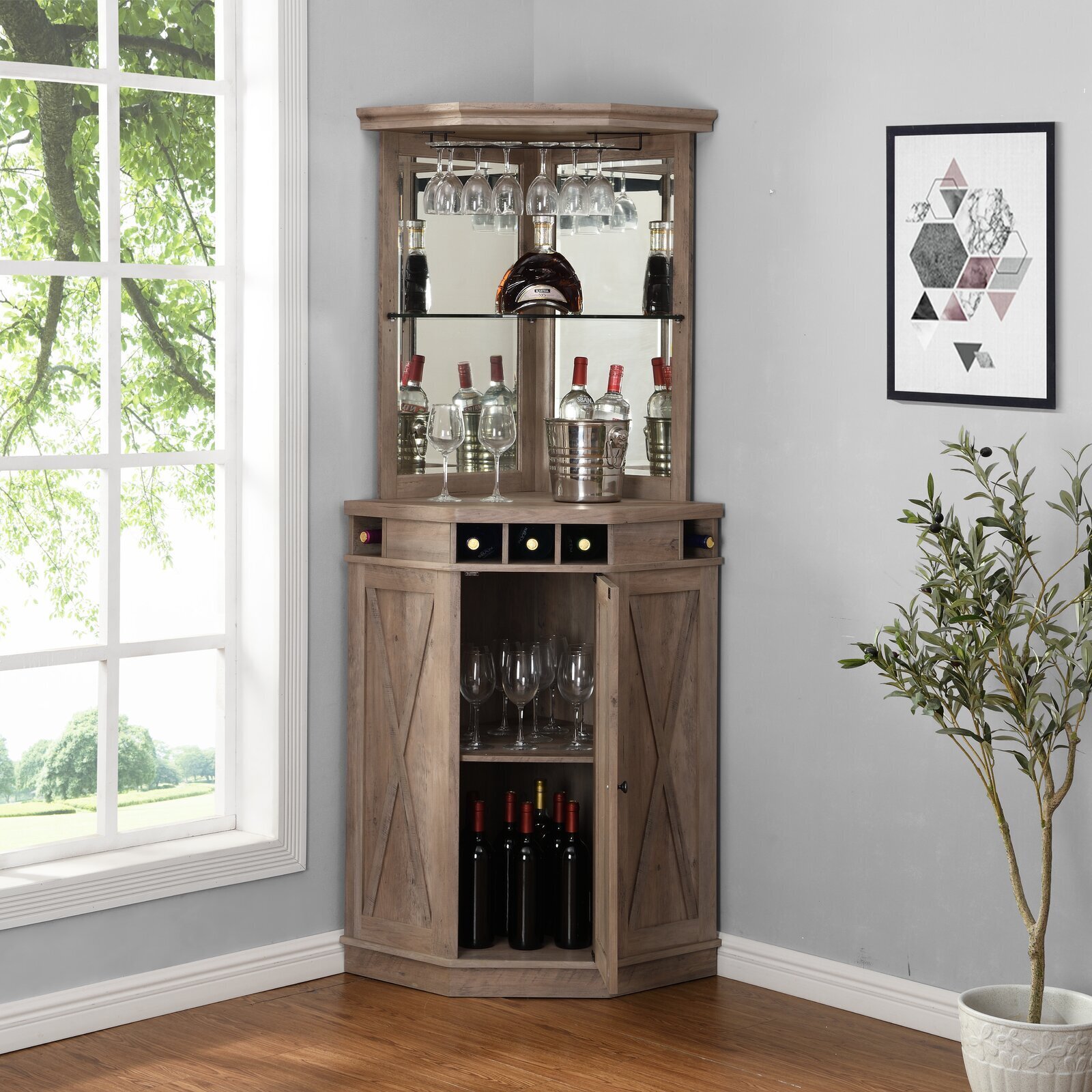Wood Corner Wine Cabinet