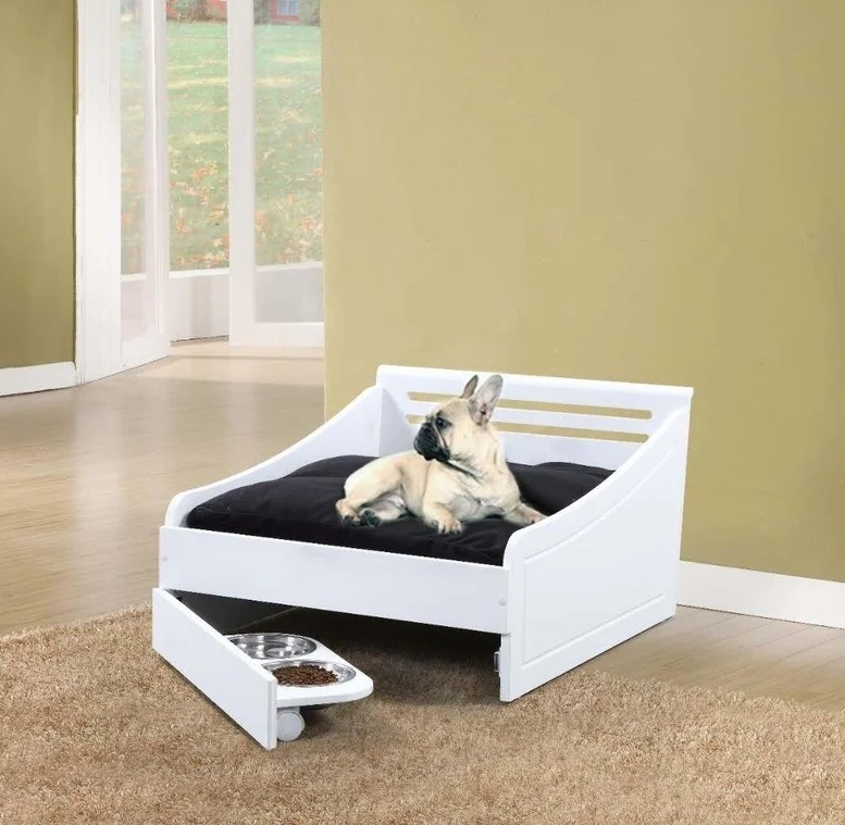 Wood Sleigh Bed with Pull Out Feature