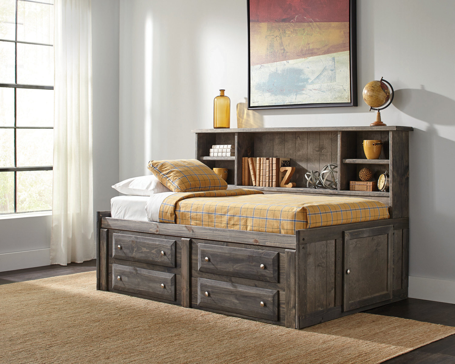Wood Twin Daybed with Trundle and Storage