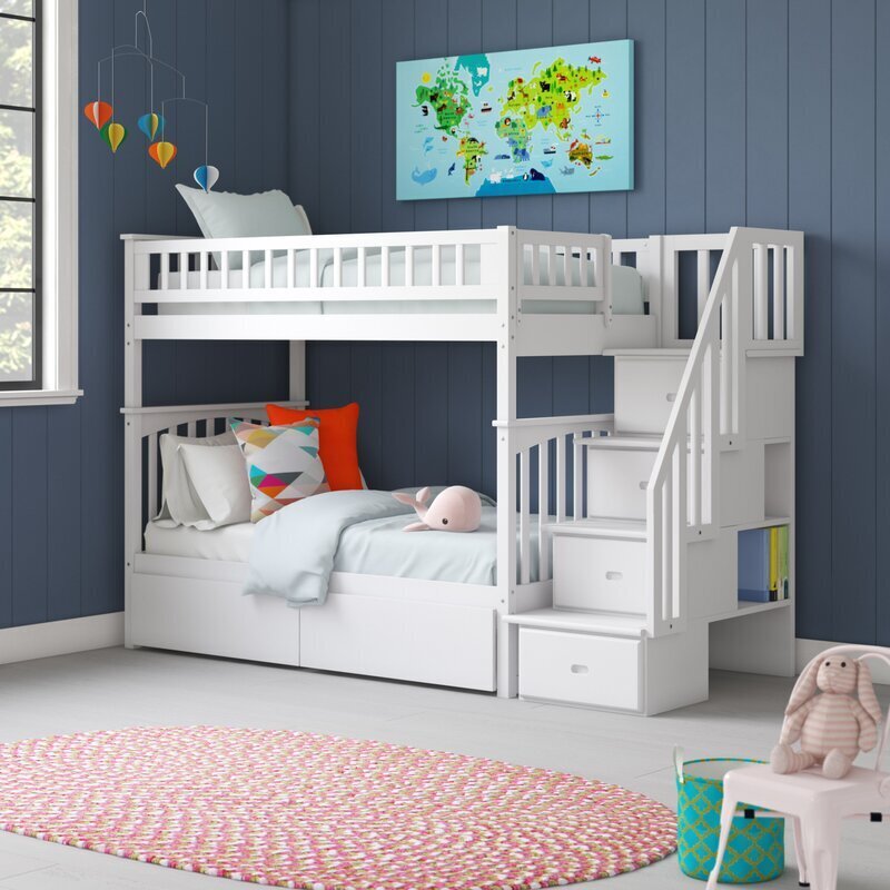 Wooden Bunk Bed With Stairs