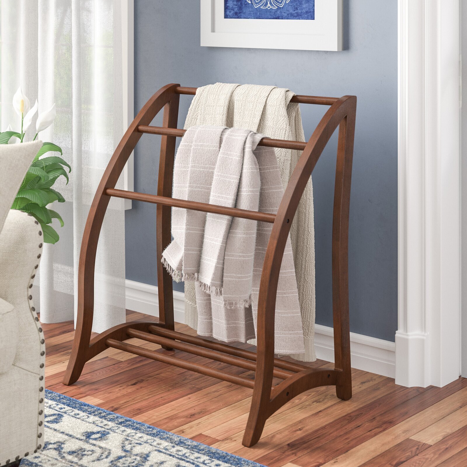 Wooden quilt rack