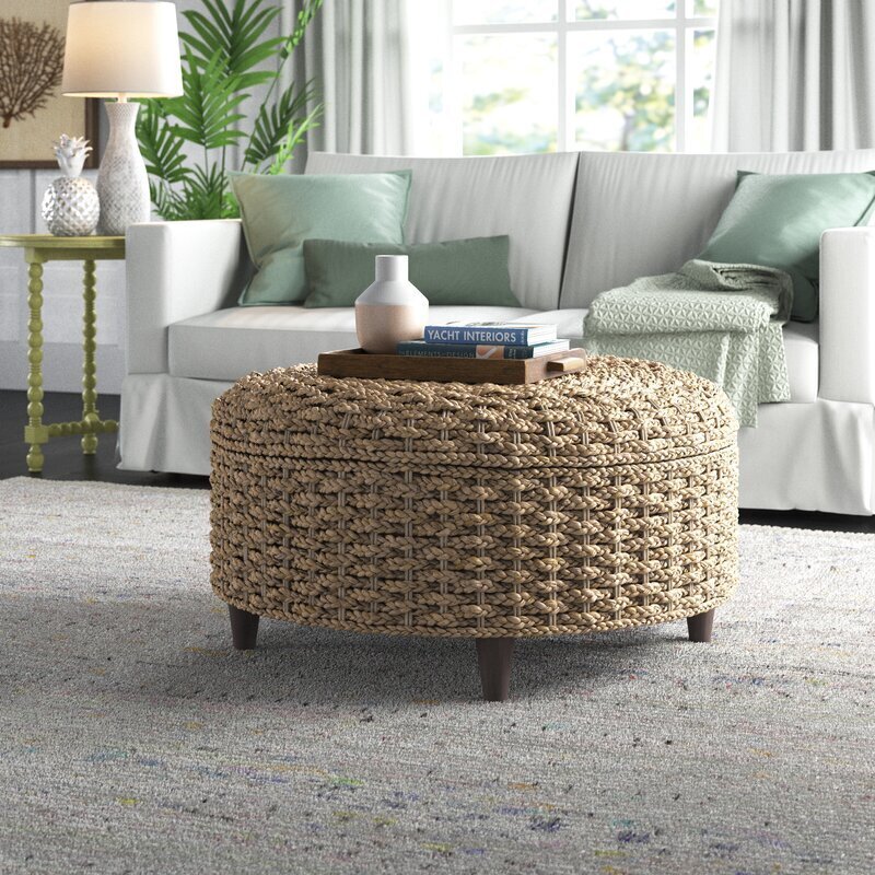 Woven Rattan Stool Ottoman