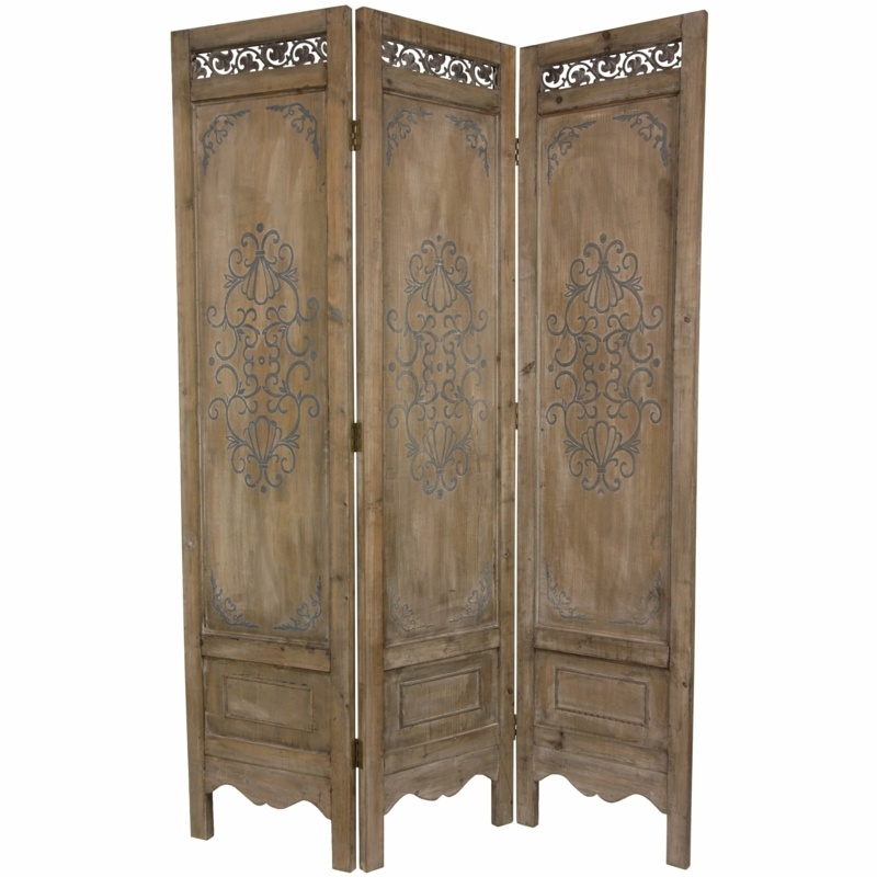 Zimmerman 51'' W x 72'' H 3 - Panel Solid Wood Folding Room Divider
