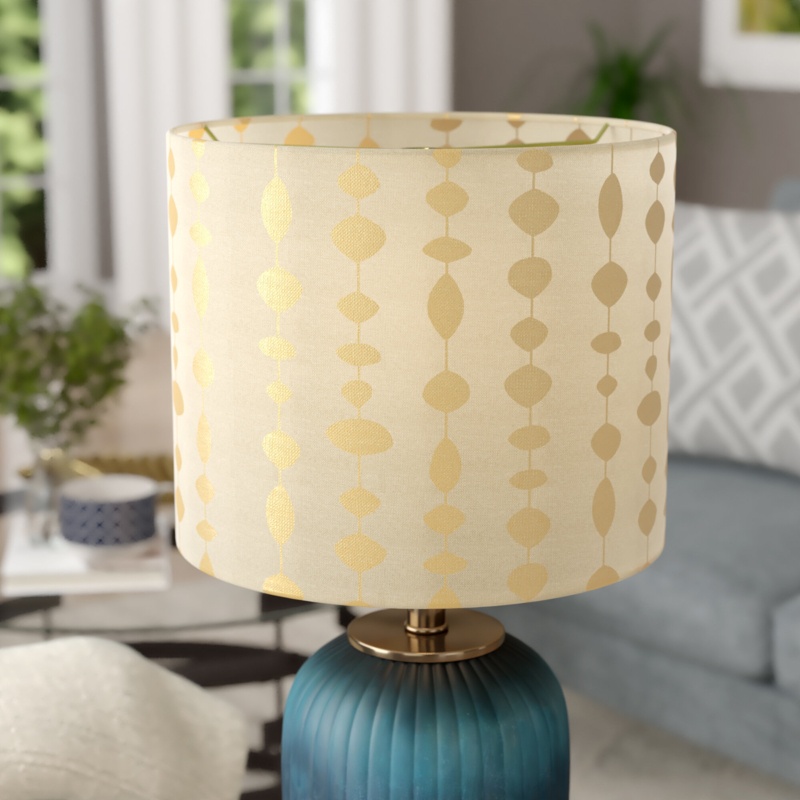 Geometric Faux Silk Drum Shade