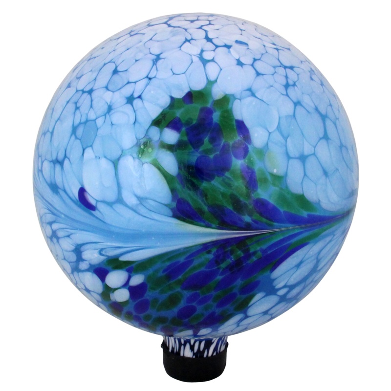 10" Hand Painted Feather Design Outdoor Garden Gazing Ball