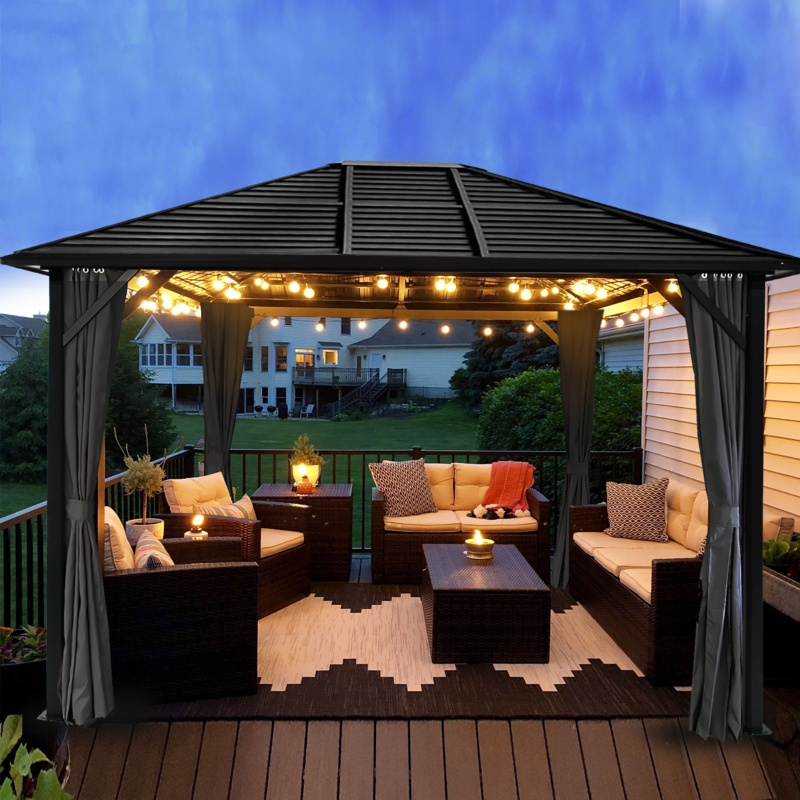 12 Ft. W X 10 Ft. D Hardtop Aluminum Patio Gazebo