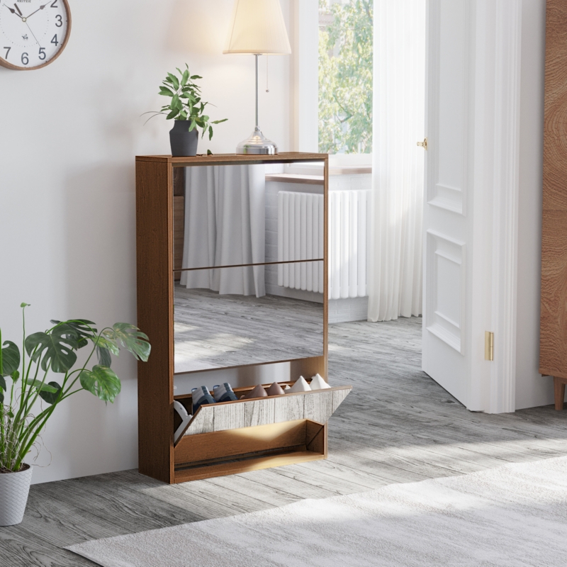 Full-Length Mirror Shoe Cabinet