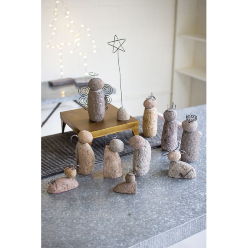 12 Piece River Rock Nativity Scene Set