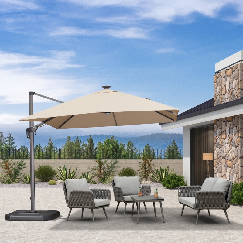 Cantilever Patio Umbrella with Solar LED Lights