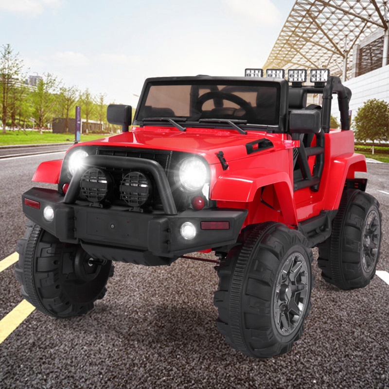 12V Kids Ride on Truck Electric Ride on Jeep Car with 2.4G Remote Control & Foot Pedal Modes, Music, Horn, MP3 & Headlights