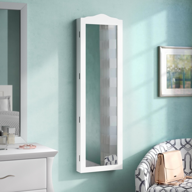 14.5'' Wide Wall Mounted Jewelry Armoire with Mirror