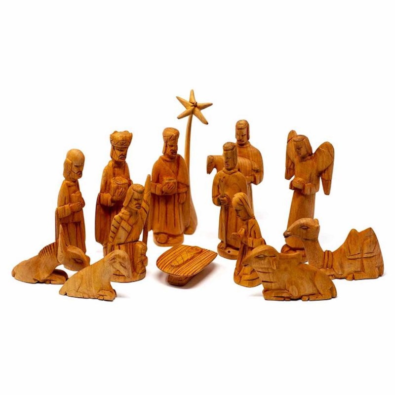 14 Piece Hand-Carved Nativity Set