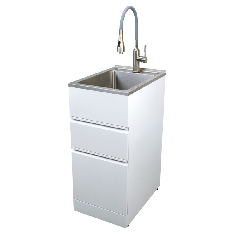 15.5'' L x 22.4'' W Free Standing Laundry Sink with Faucet