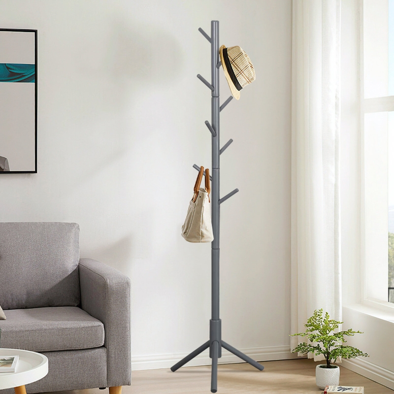 Sturdy Rubberwood Coat Rack Stand
