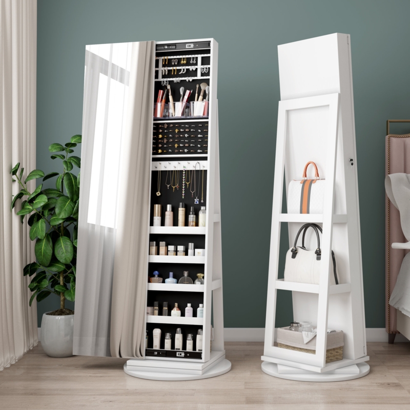 3-in-1 Jewelry Cabinet with Mirror and Storage Shelves