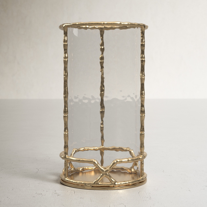 Modern Gold Hurricane Candle Holder