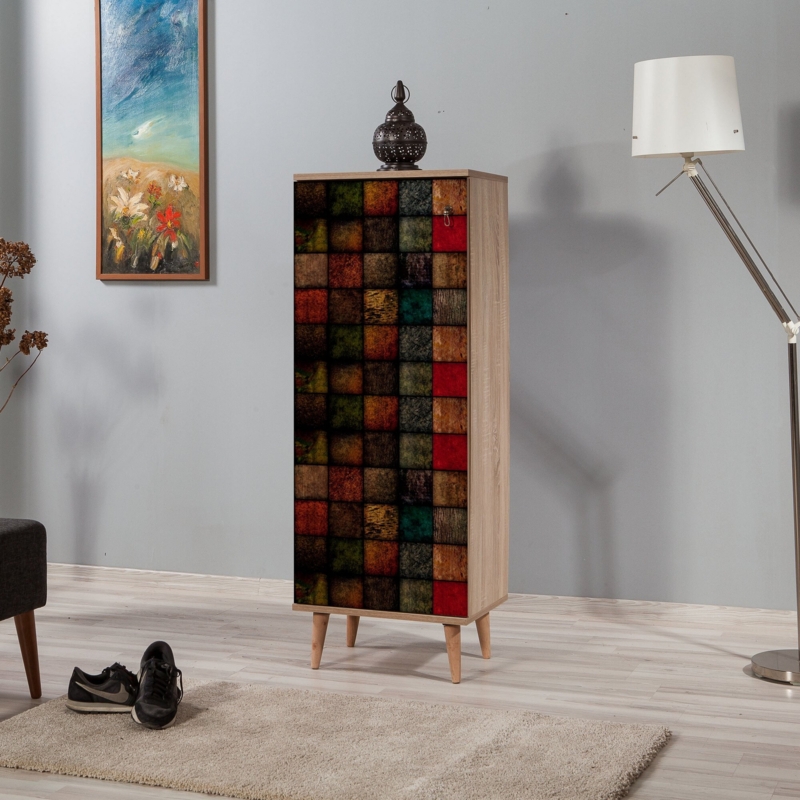 Boho Geometric Shoe Storage Cabinet
