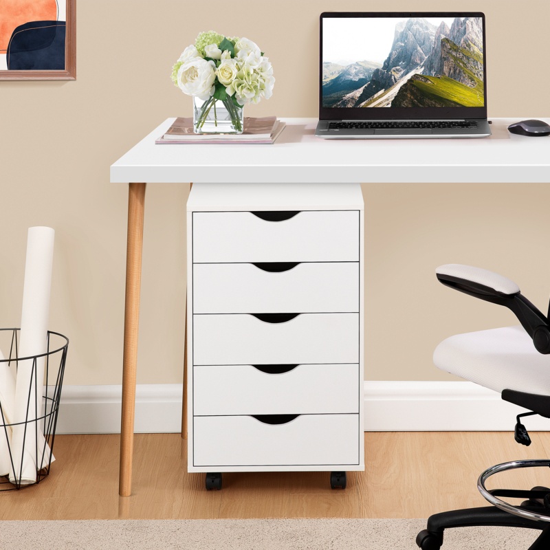 16" Wide 5 Drawer Office Storage File Cabinet, Under Desk Storage File Cabinets For Home Office