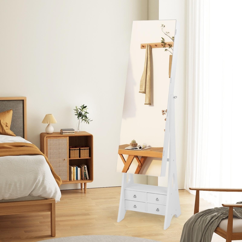 Freestanding Mirrored Jewelry Cabinet
