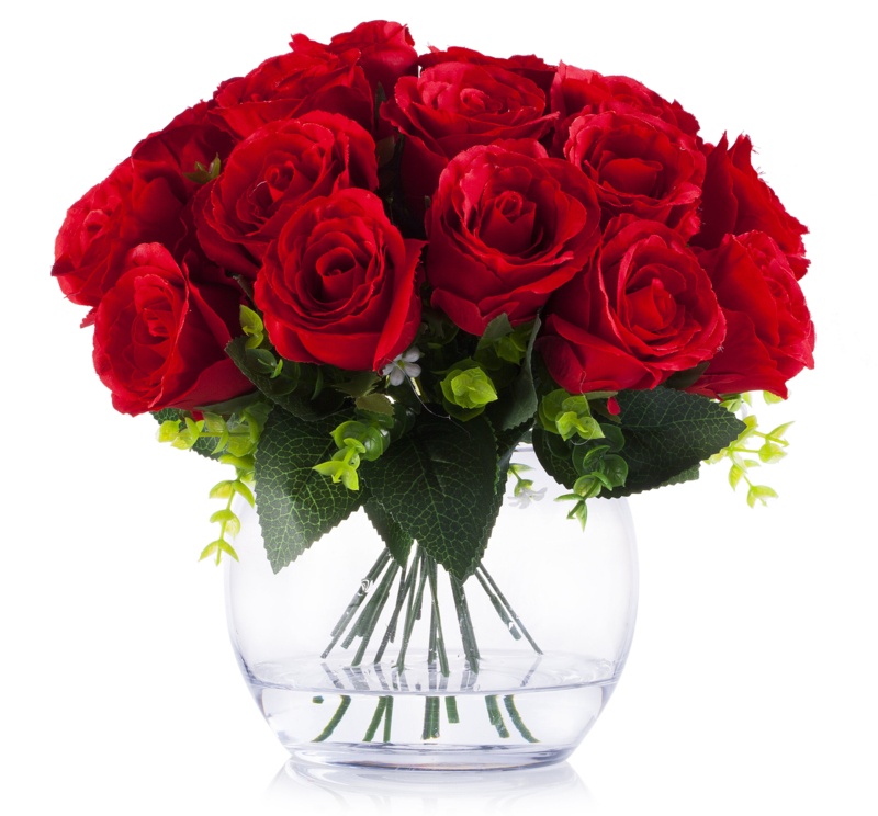 18 Heads Roses Floral Arrangement and Centerpiece in Vase