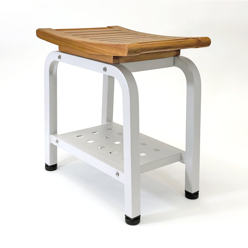 Teak Shower Bench with Aluminum Frame