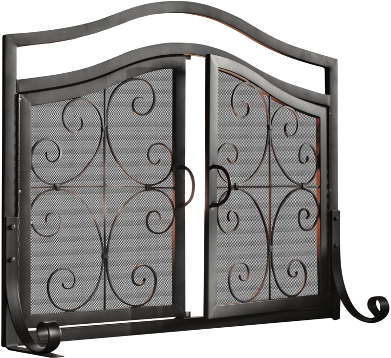 Small Crest Fireplace Screen with Doors