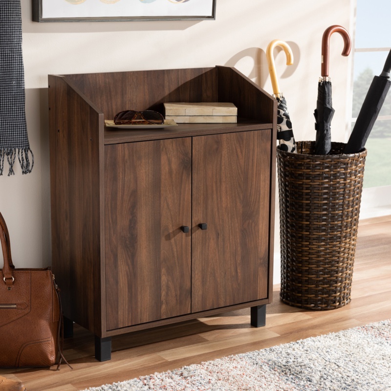 2-Door Wood Entryway 8 Pair Shoe Storage Cabinet