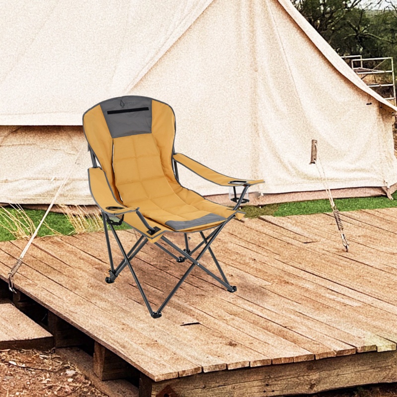 2-in-1 Convertible Folding Camping Chair with Cushion
