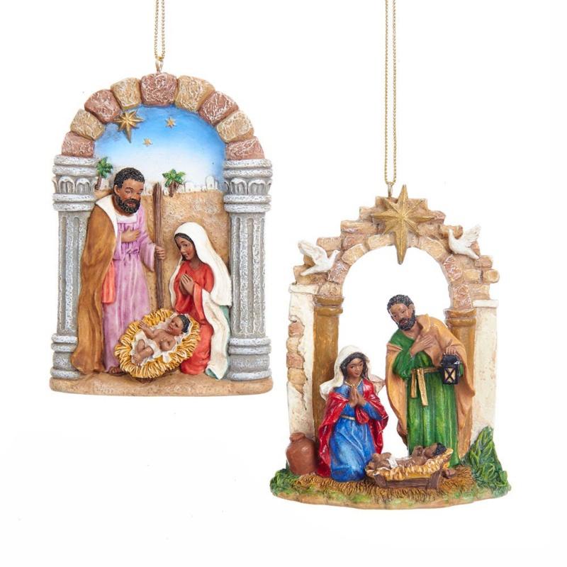 2 Piece African American Holy Family Hanging Figurine Ornament Set