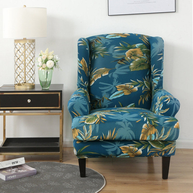 Stretchable Wingback Chair Cover with T-Cushion Fit