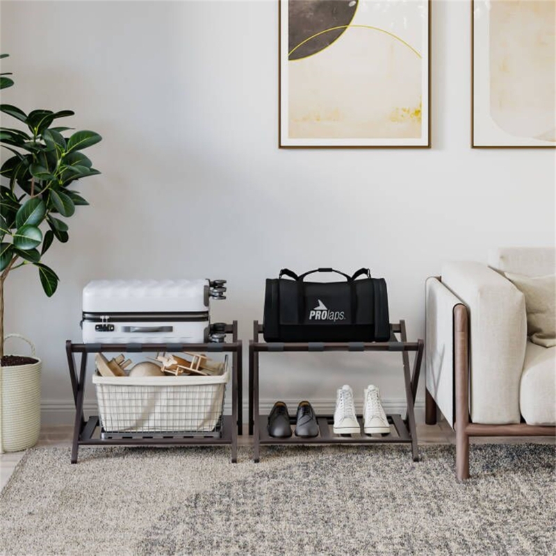 Folding Luggage Rack 2-Tier Stand