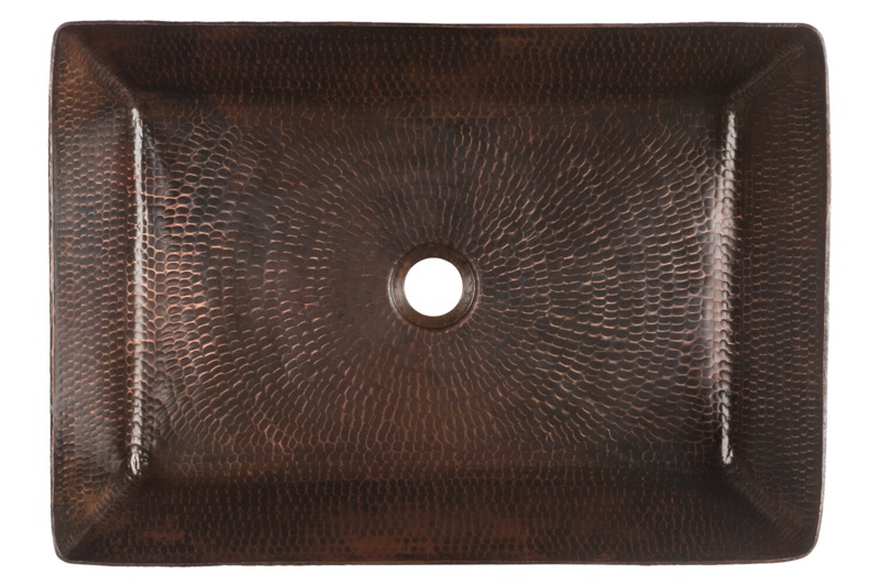20" Rectangular Vessel Hand Hammered Copper Sink