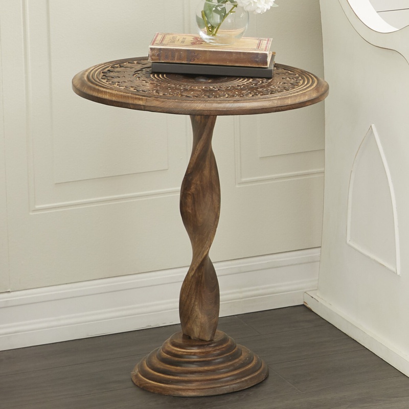 22.5'' Tall Solid Wood Pedestal End Table