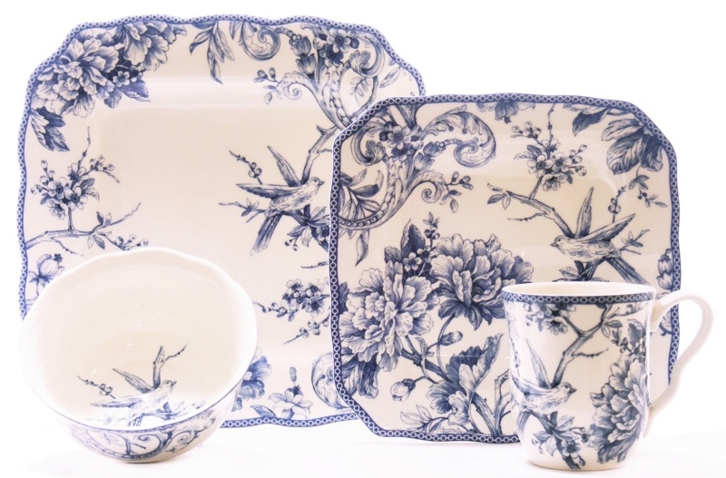 222 Fifth Adelaide Porcelain China Dinnerware Set - Service for 4