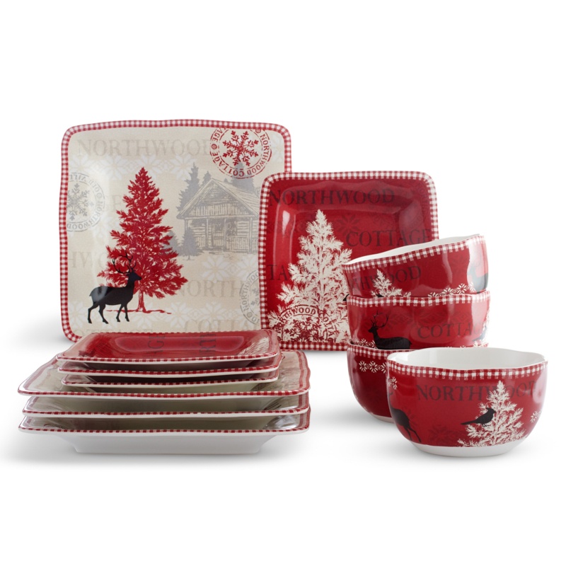 222 Fifth Northwood Cottage Porcelain China Dinnerware Set - Service for 4