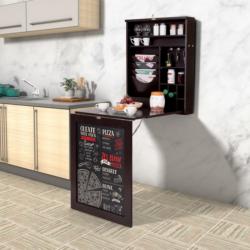 Wall-Mounted Fold Away Desk with Chalkboard