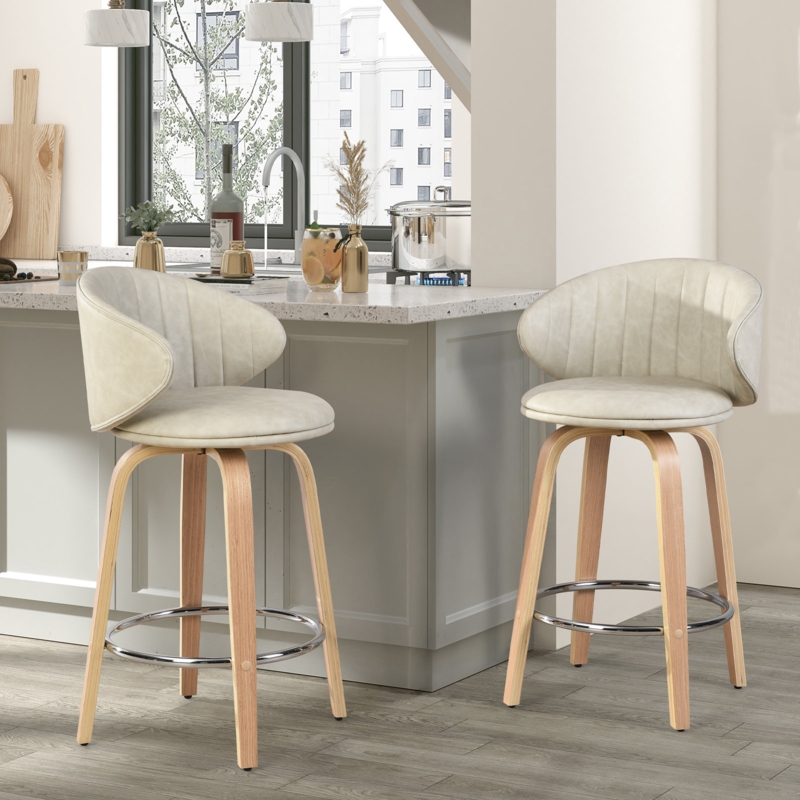 Mid-Century Modern Counter Stool with Swivel Seat