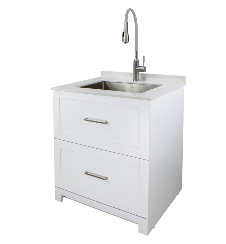 29'' L x 25.5'' W Free Standing Laundry Sink with Faucet