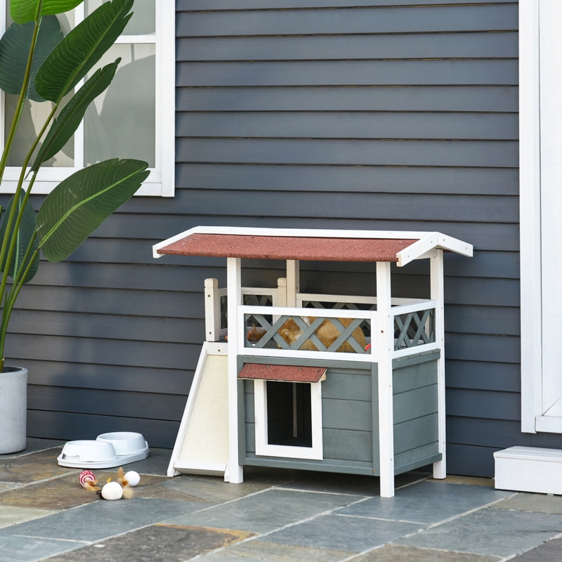 2-Story Cat House with Sisal Ramp and Balcony