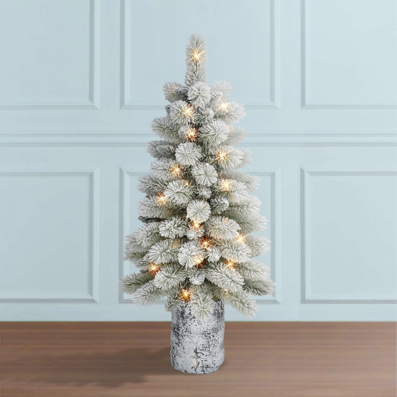 Flocked Potted Norwegian Pine Christmas Tree
