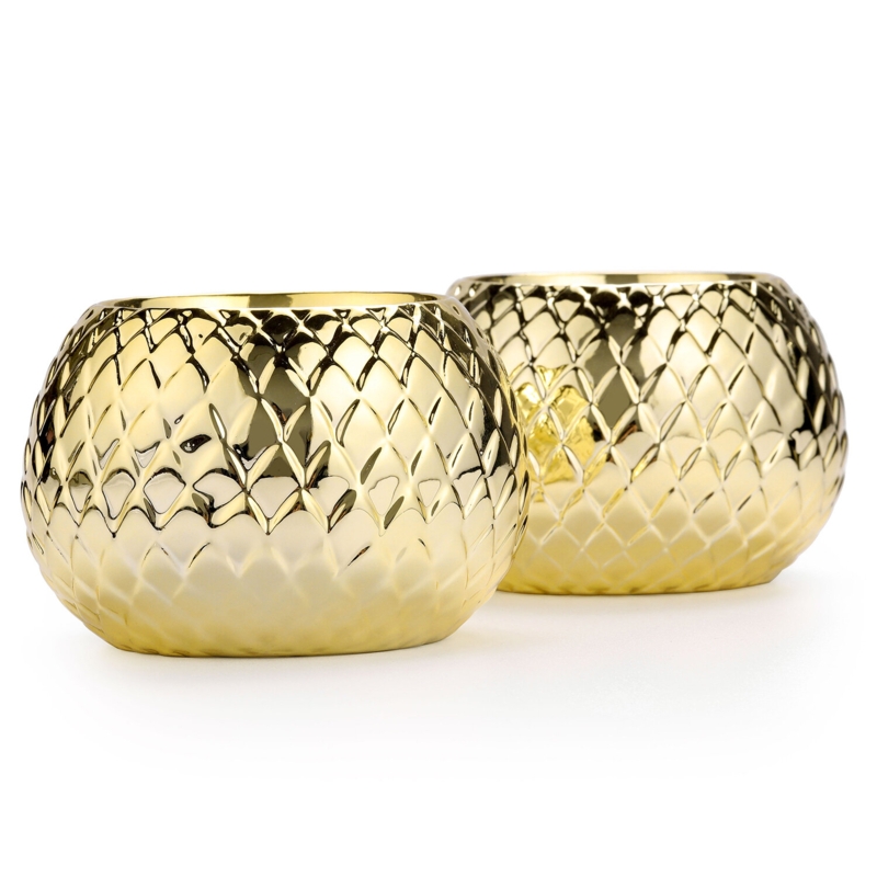 Brass-Tone Ceramic Votive Candle Holders (Set of 2)