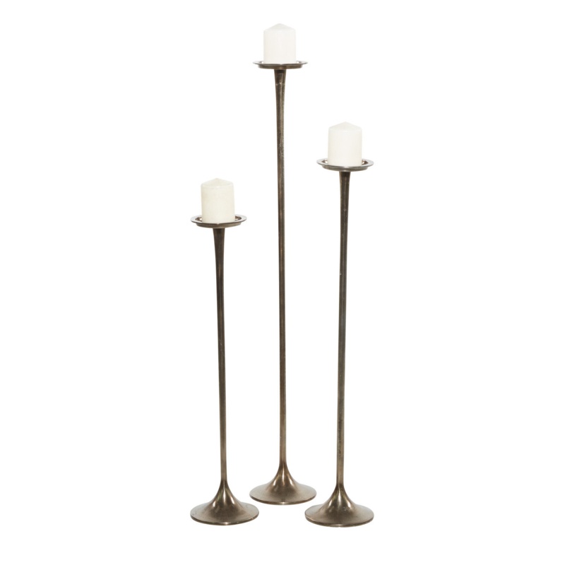 3 Piece Aluminum Tall Candle Holder Set, 27", 32", 40"H