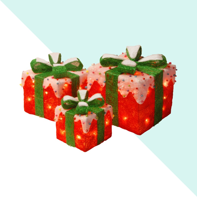 3 Piece Gift Box Christmas Decoration Lighted Display Set